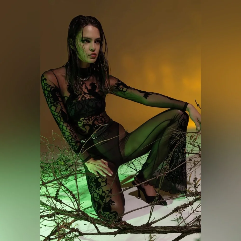 BLACKMILK Gothic Gates Sheer High Neck Long Sleeve BODYSUIT! - Picture 3 of 8